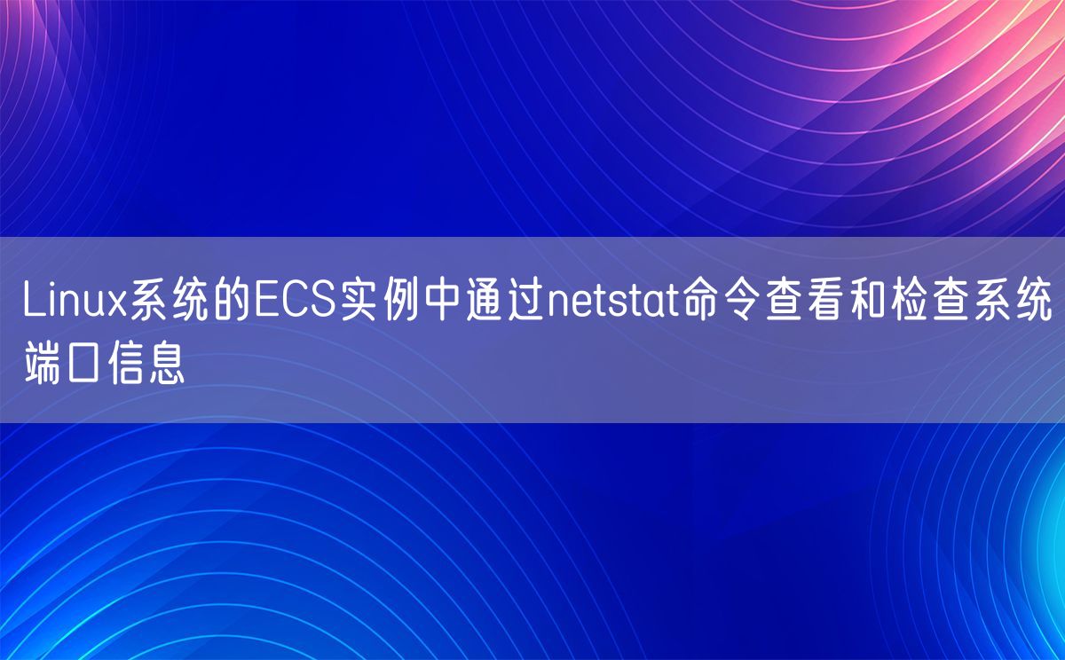 Linux系统的ECS实例中通过netstat命令查看和检查系统端口信息