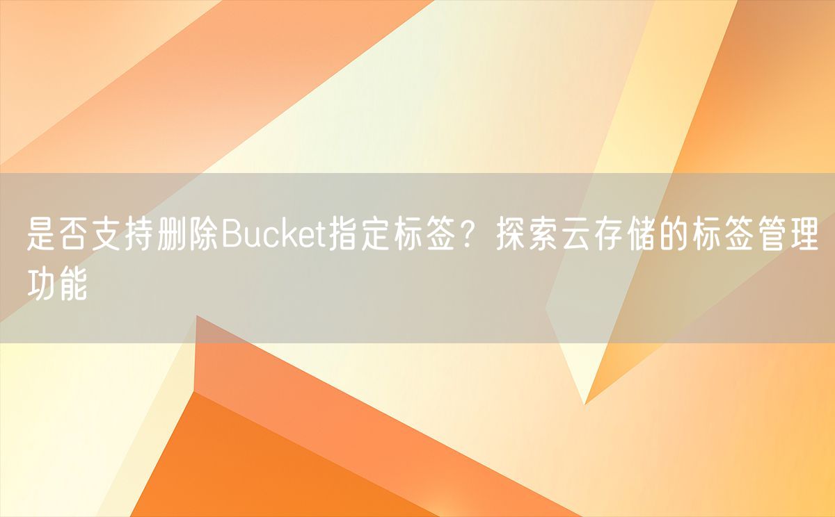 是否支持删除Bucket指定标签？探索云存储的标签管理功能(图1)