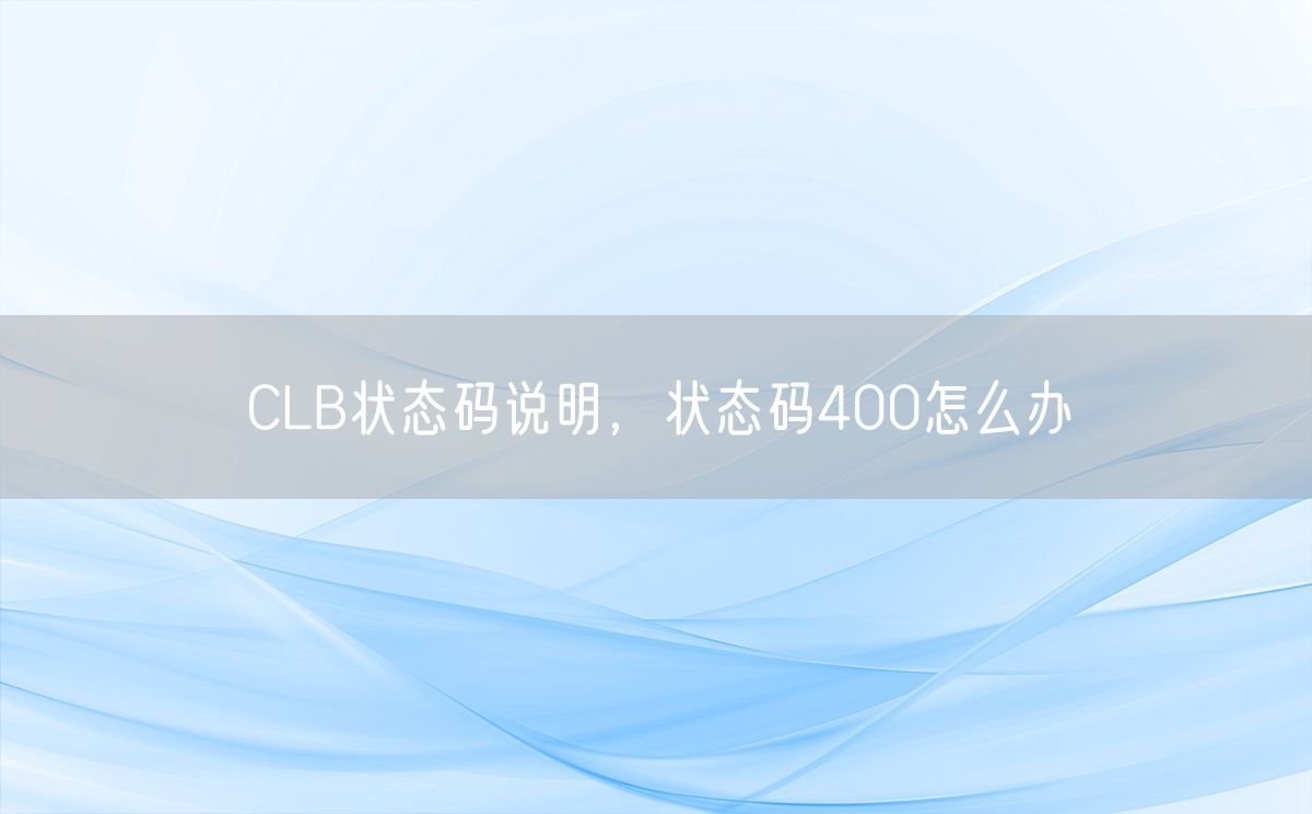 CLB状态码说明，状态码400怎么办(图1)