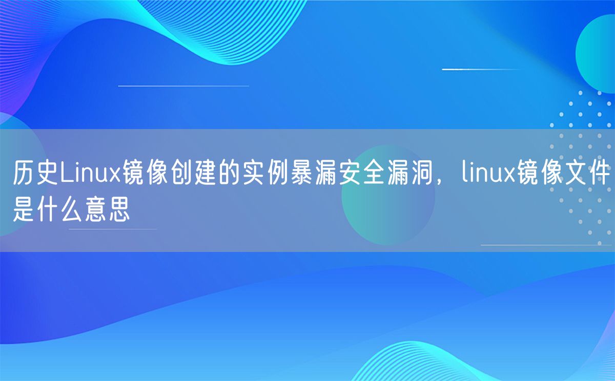 历史Linux镜像创建的实例暴漏安全漏洞，linux镜像文件是什么意思(图1)