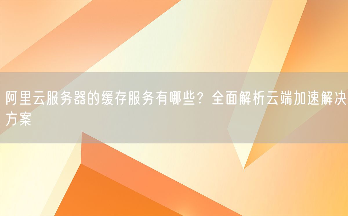 阿里云服务器的缓存服务有哪些？全面解析云端加速解决方案