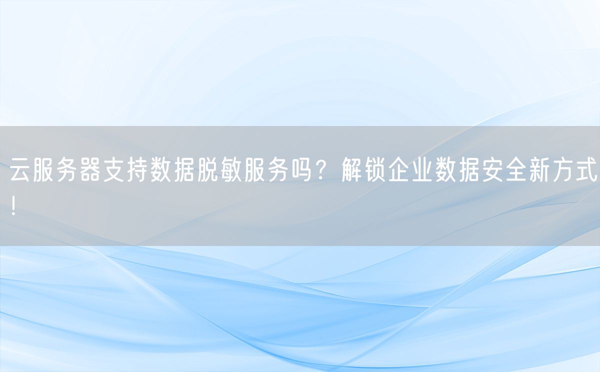 云服务器支持数据脱敏服务吗？解锁企业数据安全新方式！