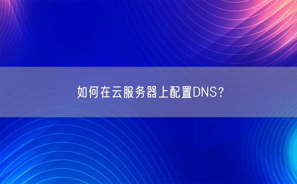 如何在云服务器上配置DNS？(图1)